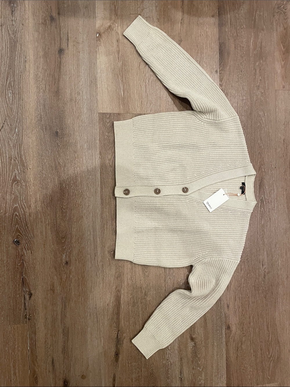 Quince Cream Ribbed Button-Front Cardigan